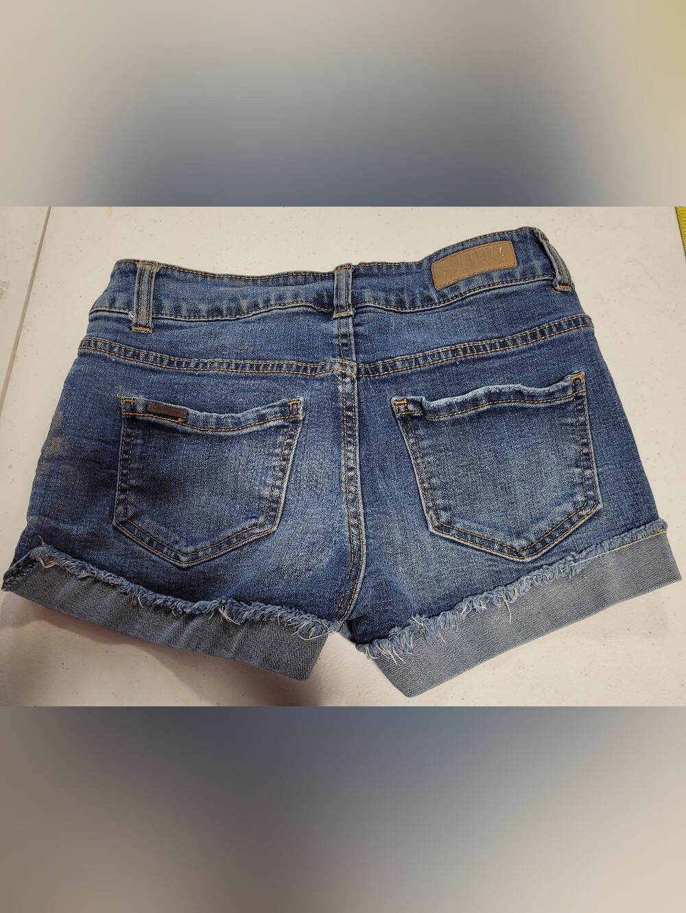 Celebrity Pink Blue Denim Cutoff Jean Shorts - Picture 3 of 3